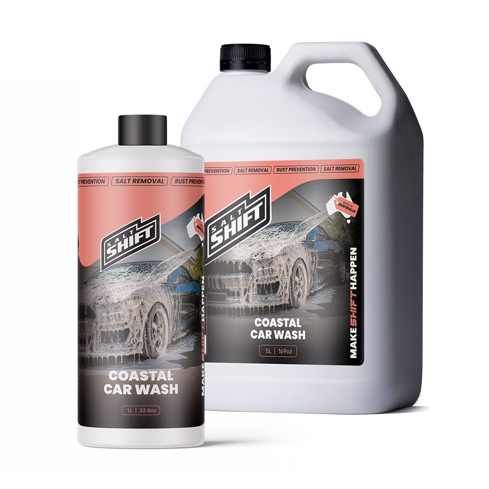 Two bottles of Shift Coastal Car Wash on a white background