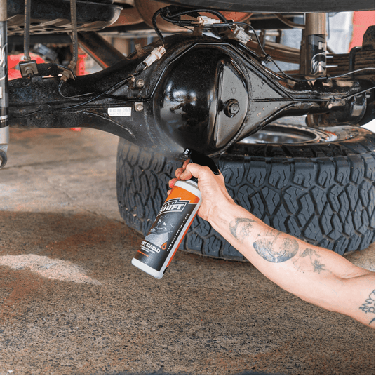 Salt shift product being sprayed on a car
