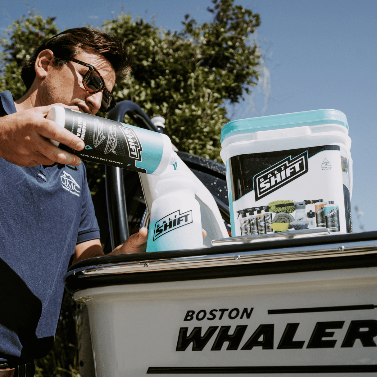 Men using the salt shift care kit