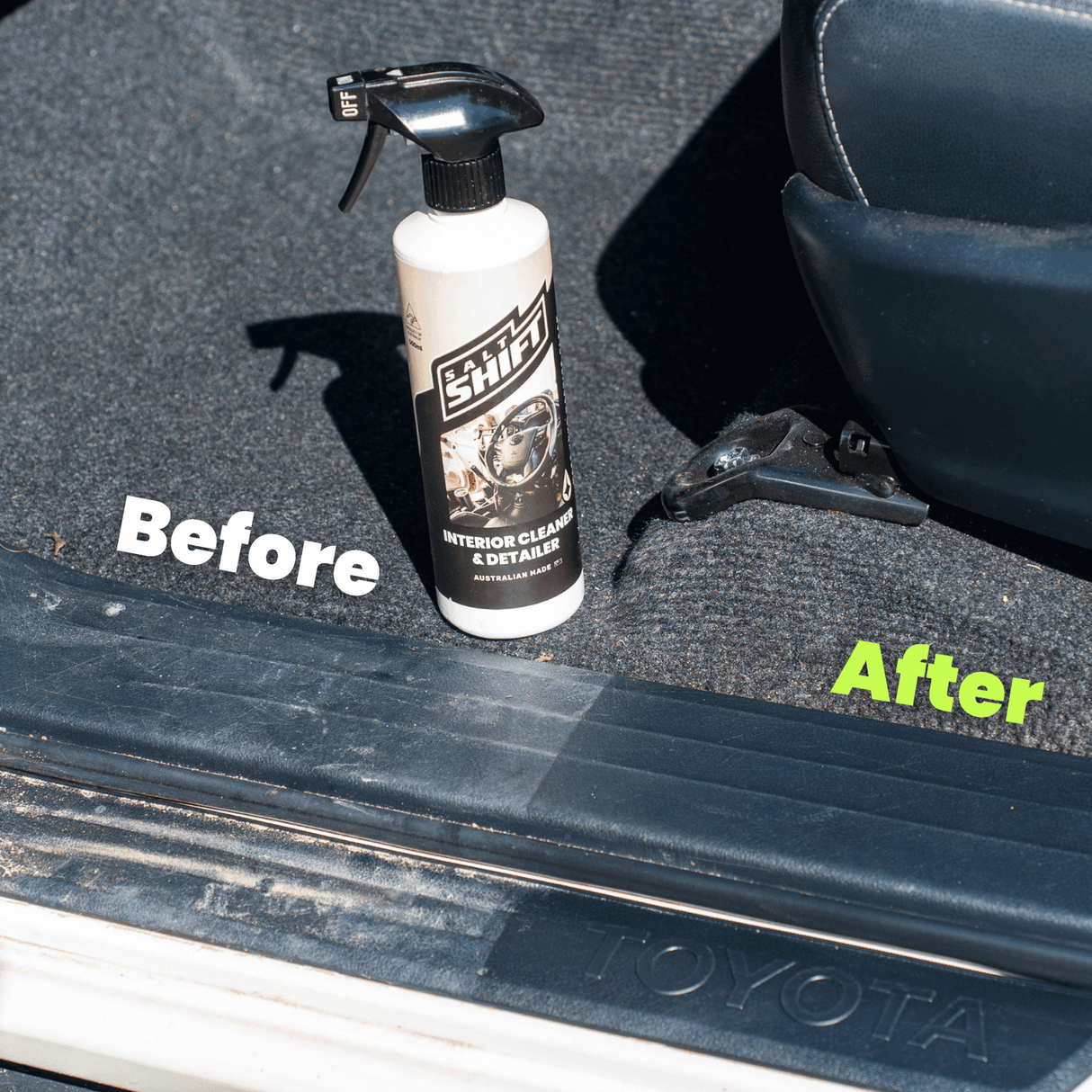 Before and After of Toyota interior cleaner