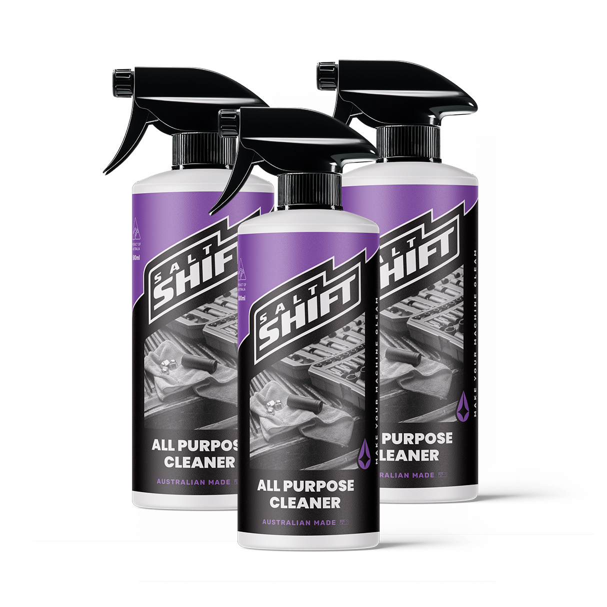 Three bottles of Shift All Purpose Cleaner on a white background