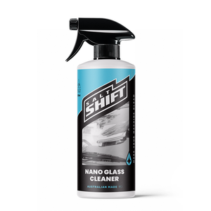 Salt Shift Nano Glass Cleaner spray bottle for streak-free automotive glass cleaning. Australian-made car care solution.