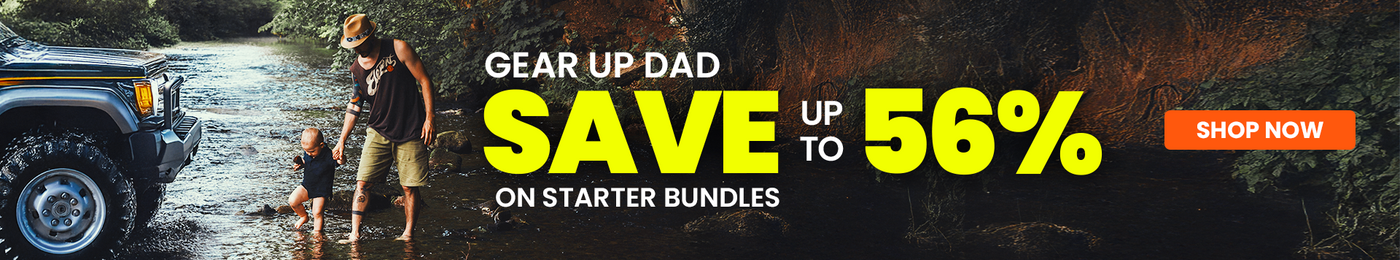 Promotional banner for a car sale with a truck and text about savings and starter bundles.