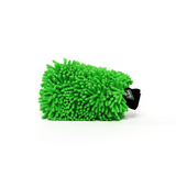 The Salt Shift 2-in-1 Wash Mitt shown from the microfiber side. The bright green strands are designed for gentle and effective cleaning.