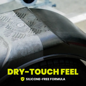 Product with 'Dry-Touch Feel' and 'Silicone-Free Formula' text on a clear background