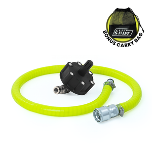 Yellow hose with black connector and silver fitting on a white background, featuring 'Shift' brand.