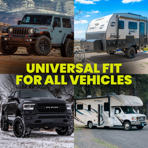 Collage of vehicles with a focus on 'Universal Fit for All Vehicles' text.