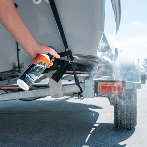 Salt Shift Rust Shield being sprayed under a boat