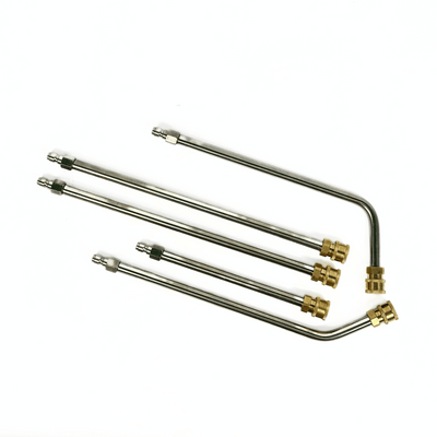 Set of stainless steel underbody cleaning wands with brass fittings, designed for 4WD and vehicle maintenance.